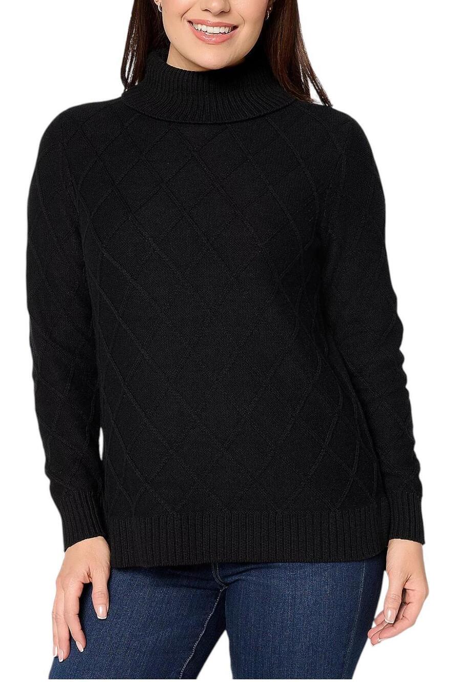 Joan Rivers Women's Diamond Cable Turtleneck Sweater Black - Regular